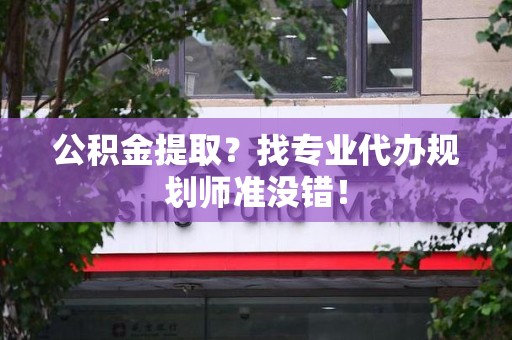 古田公积金提取？找专业代办规划师准没错！